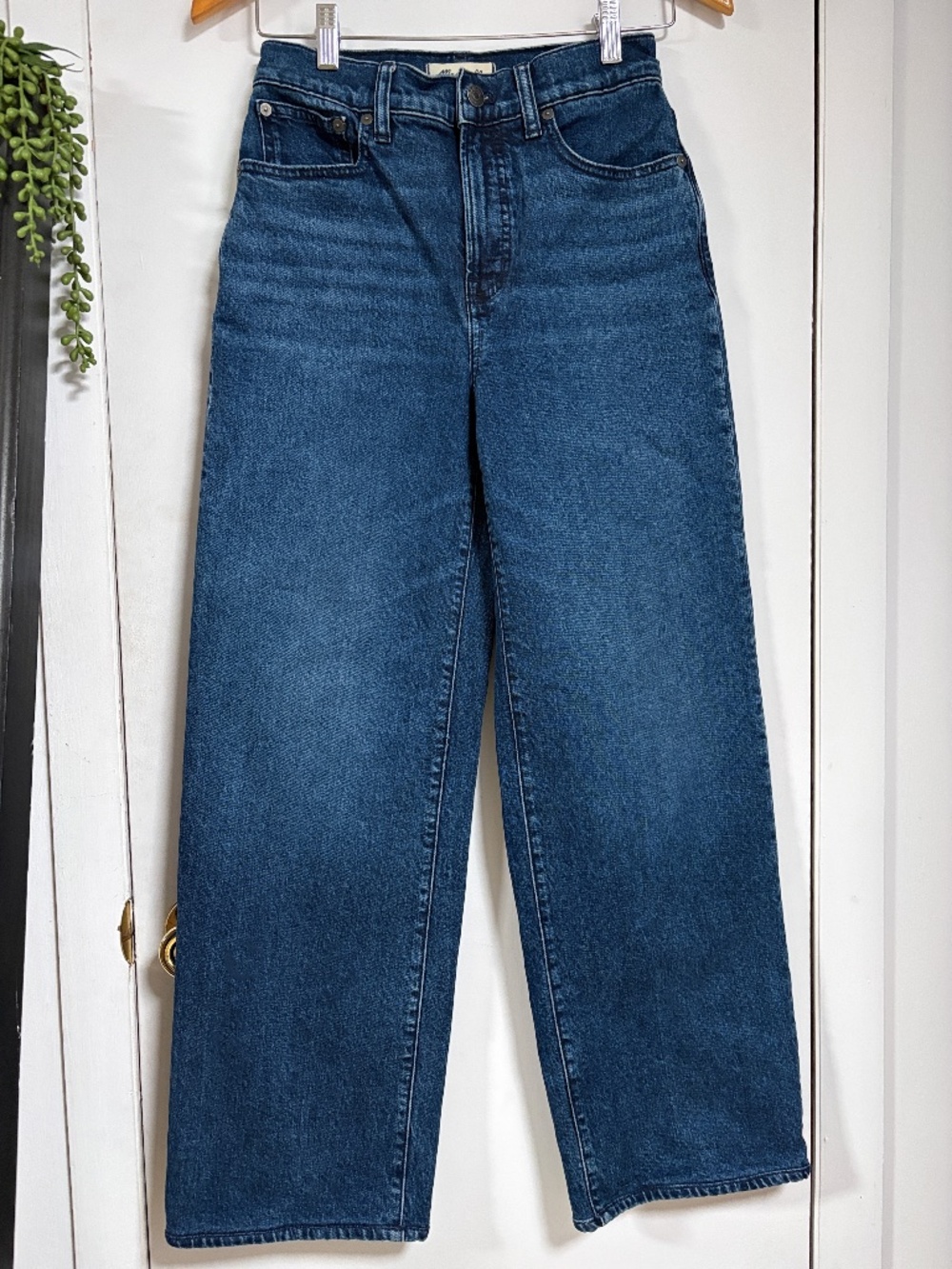 Madewell Perfect Vintage Wide-Leg Blue Denim Trendy Women's Jeans 25 Casual Chic